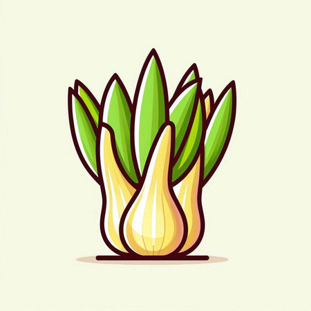 Illustration of a green onion isolated on a white background. Vector illustrationのイラスト素材