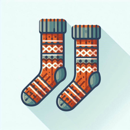 Winter socks icon, vector illustration. Flat design style with long shadow.のイラスト素材