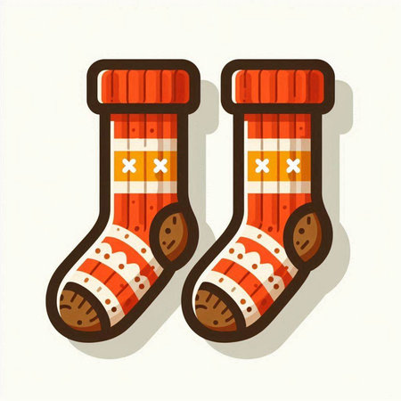 Christmas socks. Vector illustration. Isolated on a white background.のイラスト素材