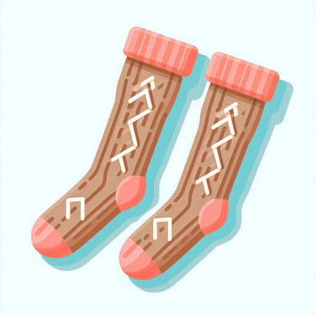 Illustration of a pair of wooden socks on a white background.のイラスト素材