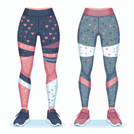 Female legs in sports leggings and sneakers. Vector illustration.のイラスト素材