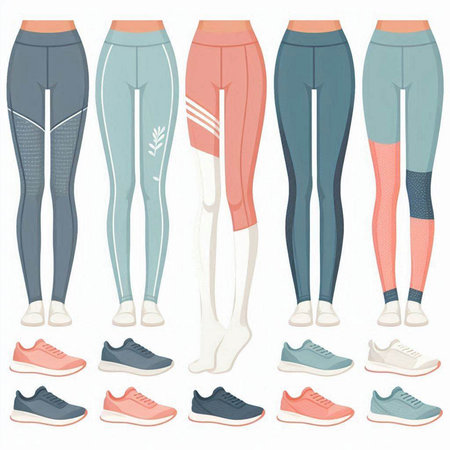 Women's sports leggings and sneakers. Vector illustration of a set of sportswear.のイラスト素材