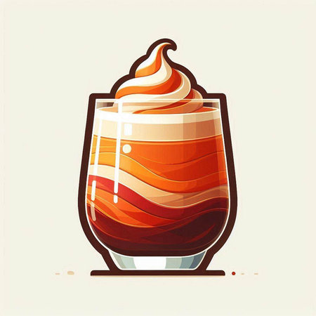 Illustration of a glass of coffee with whipped cream, vector illustrationのイラスト素材