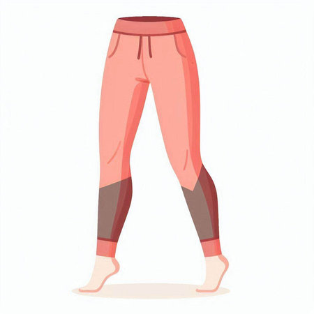 Women's legs in pink pants on a white background. Vector illustration.のイラスト素材