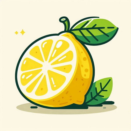 Lemon fruit vector illustration in flat style. Citrus fruit vector illustration.のイラスト素材