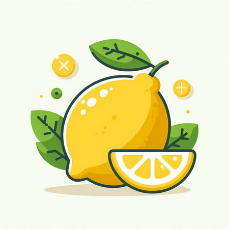 Lemon fruit vector illustration. Citrus fruit icon. Vector illustration.のイラスト素材
