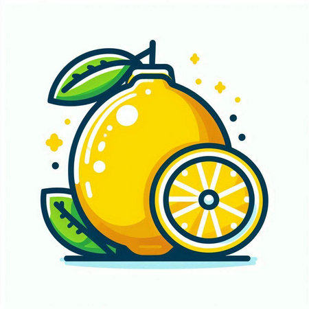 Lemon vector icon. Citrus fruit illustration. Isolated on white background.のイラスト素材