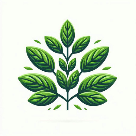 Green leaves on a white background. Vector illustration for your design.のイラスト素材