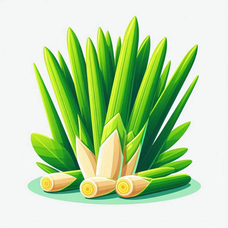 Illustration of grass and bamboo on white background, vector illustration.のイラスト素材