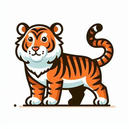 Cute tiger vector illustration. Isolated on a white background.のイラスト素材