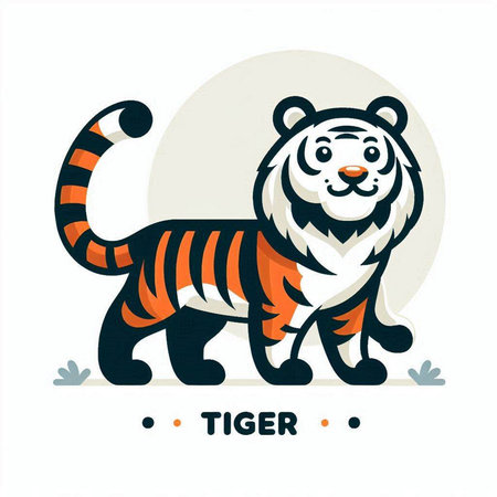 Illustration of a tiger on a white background. Vector illustration.のイラスト素材