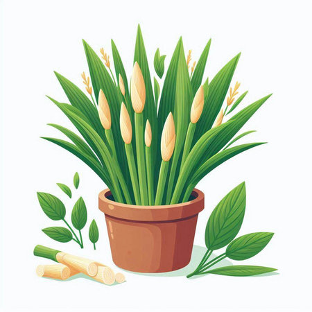 Illustration of a plant in a pot, isolated on a white background.のイラスト素材