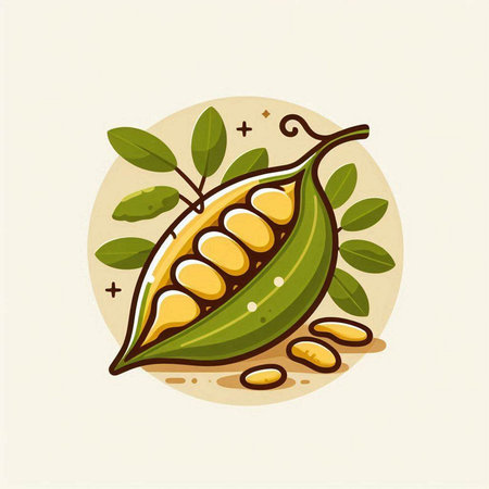 Cocoa beans vector illustration. Cacao pod icon.のイラスト素材