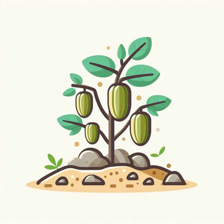 Illustration of a tree with fruits and leaves. Vector illustration.のイラスト素材