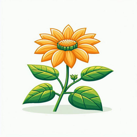 Illustration of a yellow sunflower on a white background - vectorのイラスト素材
