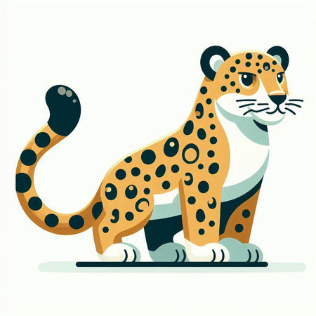 Cheetah on a white background. Vector illustration in flat style.のイラスト素材