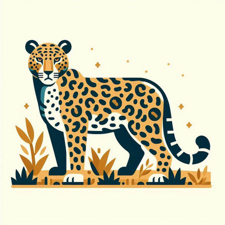 Cheetah. Vector illustration in flat style. Wild animal.のイラスト素材