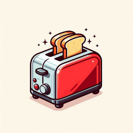Toaster with bread. Vector illustration in doodle style.のイラスト素材