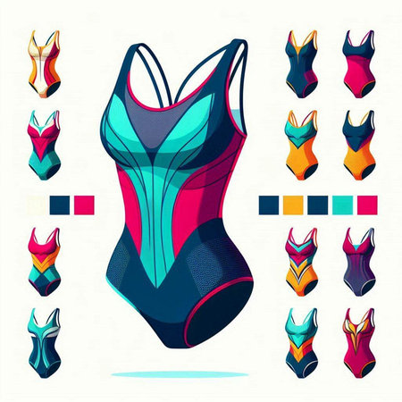 Swimsuit vector set. Swimsuit design elements. Vector illustration.のイラスト素材
