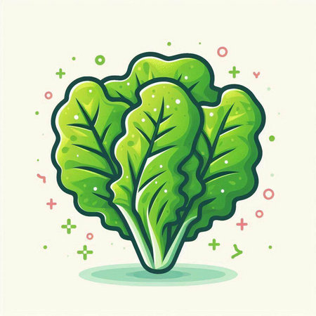 Lettuce icon. Vector illustration of fresh green lettuce leaf.のイラスト素材