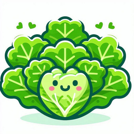 Cute cartoon cabbage. Vector illustration isolated on a white background.のイラスト素材