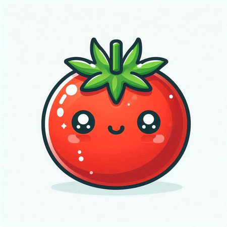Cute kawaii tomato character. Vector cartoon character illustration.のイラスト素材