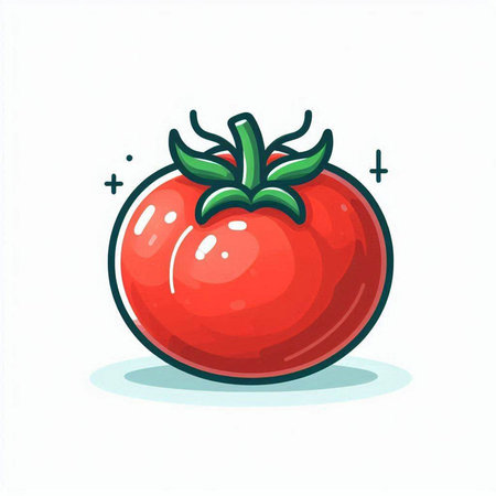 Tomato. Vector illustration of a tomato on a white background.のイラスト素材