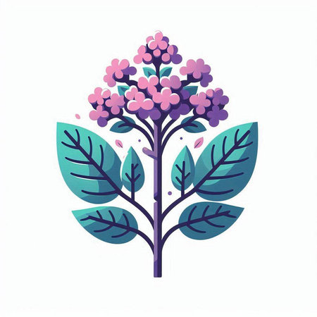 branch with flowers and leafs isolated icon vector illustration desingのイラスト素材