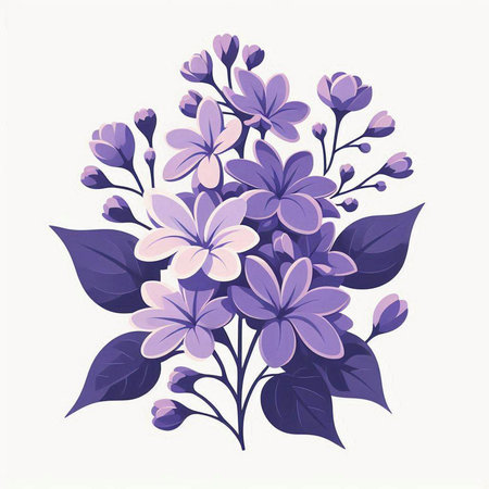 Lilac bouquet isolated on white background. Vector illustration.のイラスト素材