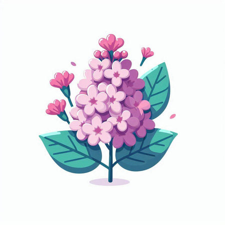 Bouquet of lilac flowers. Vector illustration in cartoon styleのイラスト素材