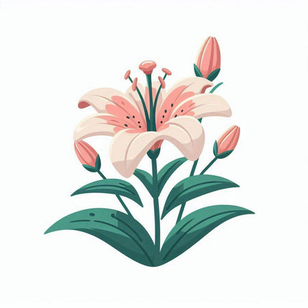 Lily flower isolated on white background. Hand drawn vector illustration.のイラスト素材