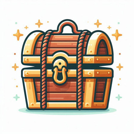 Treasure chest vector illustration. Cute cartoon treasure chest icon.のイラスト素材