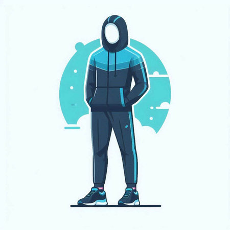 Man in sportswear standing and looking at camera. Vector illustrationのイラスト素材