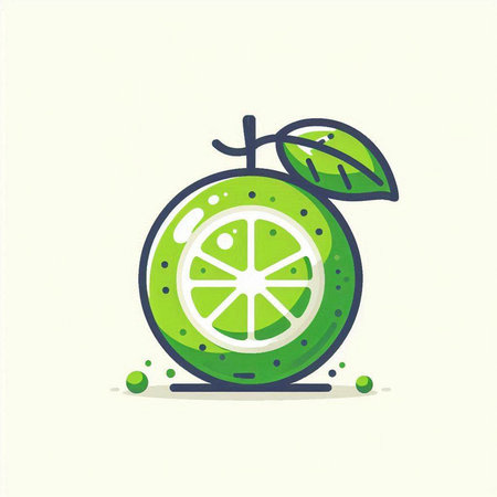 Cute lime fruit. Vector illustration. Isolated on white background.のイラスト素材