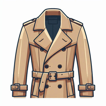 Women's trench coat isolated on white background. Vector illustration in cartoon style.のイラスト素材