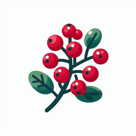 Christmas holly berry icon. Vector illustration in flat style.のイラスト素材