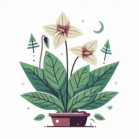 Flowers in a pot. Vector illustration of a plant in a pot.のイラスト素材