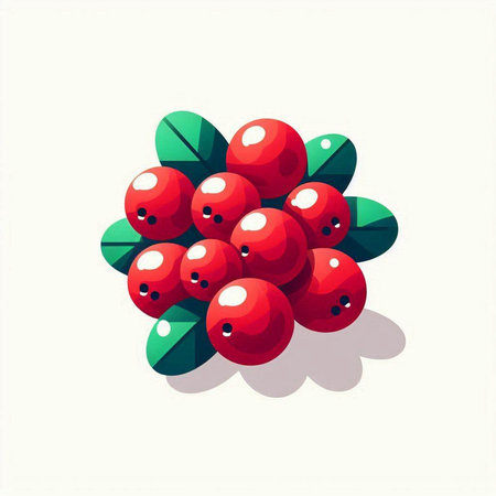 Red cranberries on a white background. Vector illustration in flat style.のイラスト素材