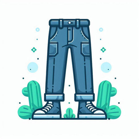 Jeans. Vector illustration in flat cartoon style. Jeans for men.のイラスト素材