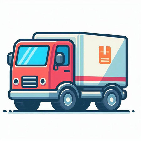Cargo truck, isolated on white background. Hand drawn vector illustration.のイラスト素材