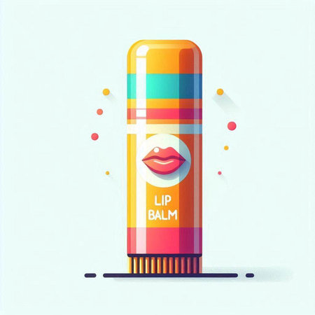 Lip balm, vector illustration. Lips and cream tube.のイラスト素材
