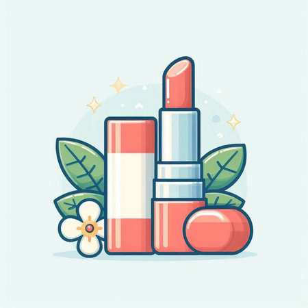 Lipstick vector illustration. Makeup and cosmetics flat design.のイラスト素材