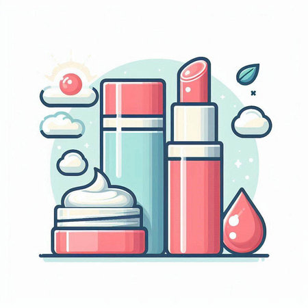 Lipstick. Vector illustration of cosmetics, makeup and skincare.のイラスト素材