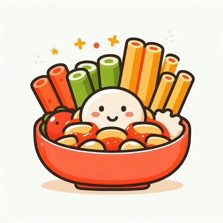 Cute kawaii sushi in a bowl. Vector illustration.のイラスト素材