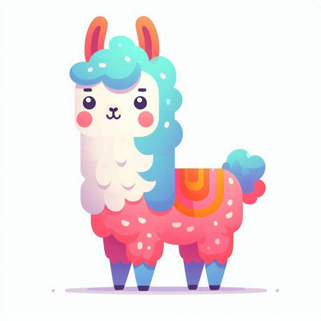 Cute cartoon alpaca isolated on white background. Vector illustration.のイラスト素材