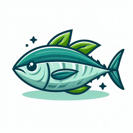 Illustration of a tuna fish on a white background, vector illustrationのイラスト素材