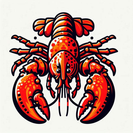 Lobster. Vector illustration of a red lobster isolated on white background.のイラスト素材
