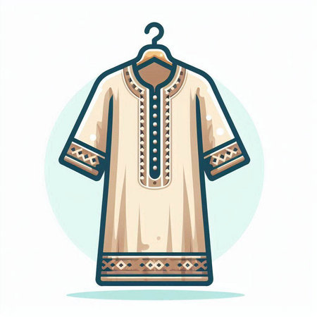 Ukrainian national clothes on a hanger. Vector illustration.のイラスト素材