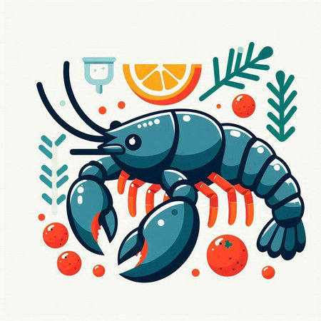 Lobster. Seafood. Vector illustration in a flat style.のイラスト素材