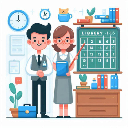 Teacher and student in classroom. Vector illustration in cartoon style.のイラスト素材